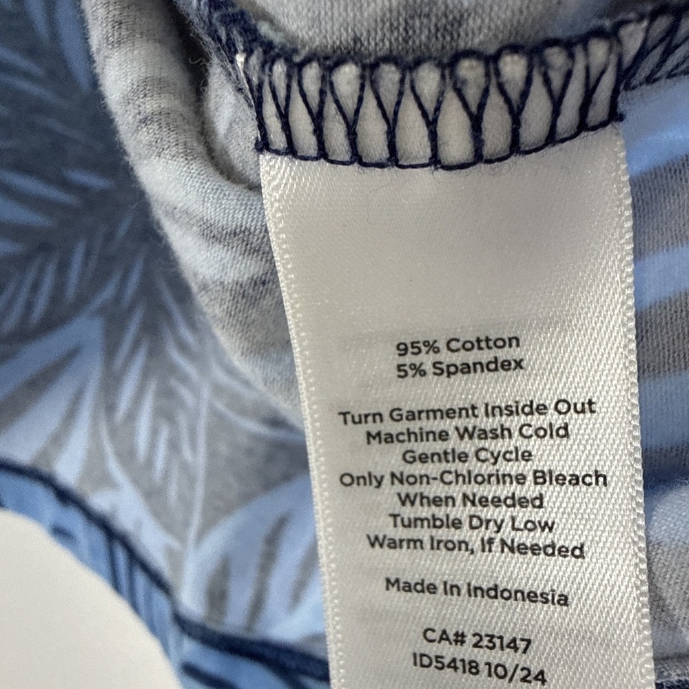 Talbots Women's Top XL Blue Floral Art 3/4 Sleeve Stretch Pullover Cotton Blend - Picture 4 of 6